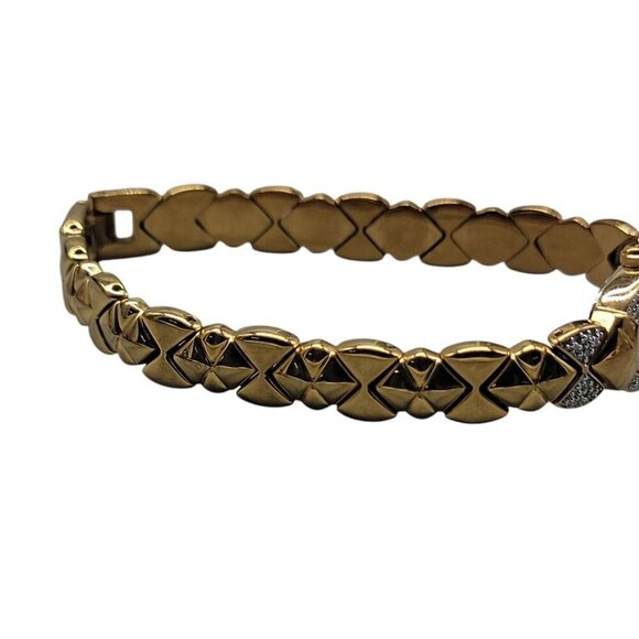 Bulova Ladies Diamond Bow Watch Gold Plated 15mm Silver Tone Dial 7" Band Quartz - Picture 15 of 16